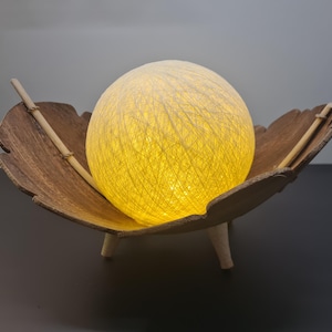 1 Stück Design Palmenblattlampe "SUKAWATI" natur,  LED Lichterkette, natur,Holz, Palmblatt,Lichtkugel,Ambienteleuchte, Designleuchte
