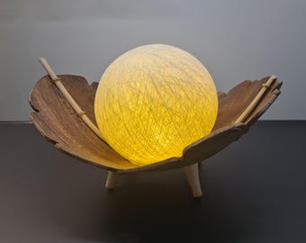 1 piece Designer Palm Leaf Lamp "SUKAWATI" natural, LED string lights, natural, wood, palm leaf, light sphere, ambient light, designer lamp