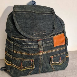 UNIKAT Grosser Jeansrucksack, Upcycling, Rucksack,Jeans,Recyclingjeans, nachhaltig, individuell handgefertigt Bild 1