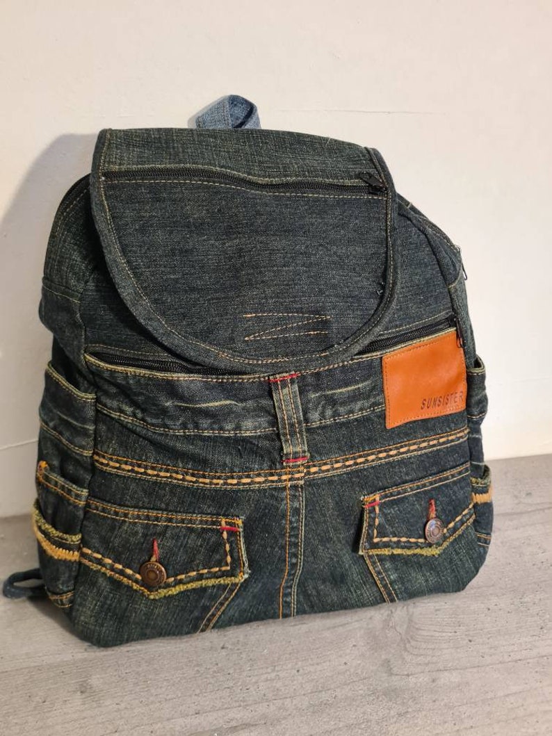 UNIKAT Grosser Jeansrucksack, Upcycling, Rucksack,Jeans,Recyclingjeans, nachhaltig, individuell handgefertigt Bild 1