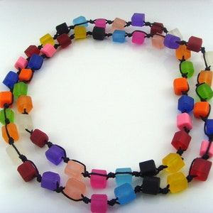 Endless chain, Square, colourful, synthetic resin, cubes, boho look, boho style, hippie look, an all-rounder image 4