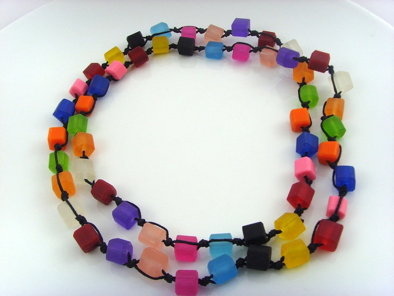 Endless chain, Square, colourful, synthetic resin, cubes, boho look, boho style, hippie look, an all-rounder image 4