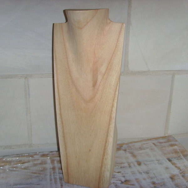 Schmuckbüste, 40 cm aus Holz, natur, Schmuckständer, Kettenhalter, Kettenständer, Jewellerystand