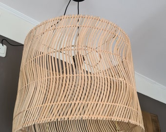 Design Lampenschirm "Lombok 3" aus Rattan, Deckenleuchte, Stehleuchte, Bohostyle, Boholook, handgefertigt