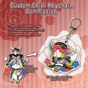 Custom Chibi Acrylic Keychain Commission - Choose Your Own Poses ! [CUSTOM ORDER]