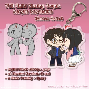 YCH Commission Chibi Kissing Couple Custom Acrylic Keychains [CUSTOM ORDER]