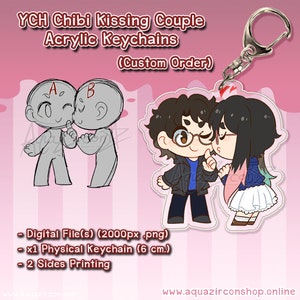 YCH Commission Chibi Kissing Couple Custom Acrylic Keychains [CUSTOM ORDER]