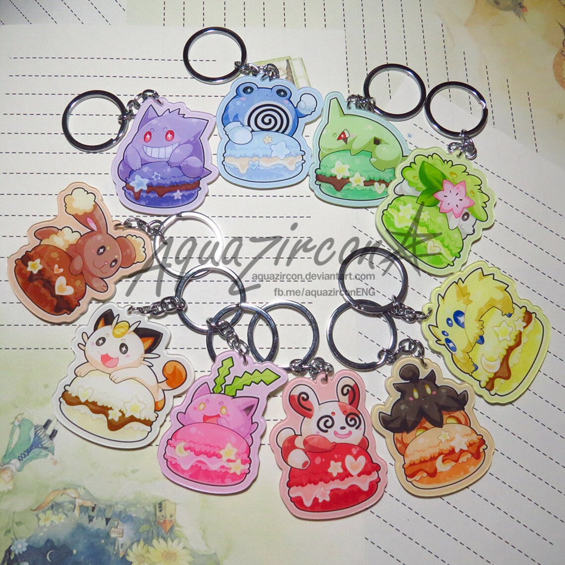 Pokemacaron 2 Pokemon Inspired Sweet Acrylic Keychains - Etsy