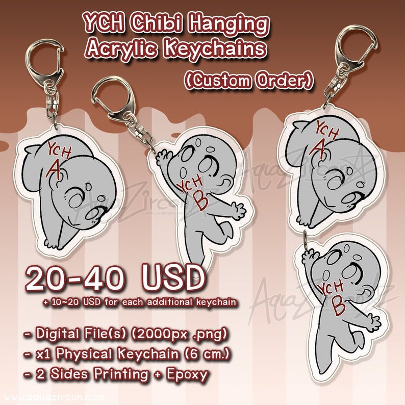 YCH Commission Chibi Hanging Custom Acrylic Keychains CUSTOM Etsy