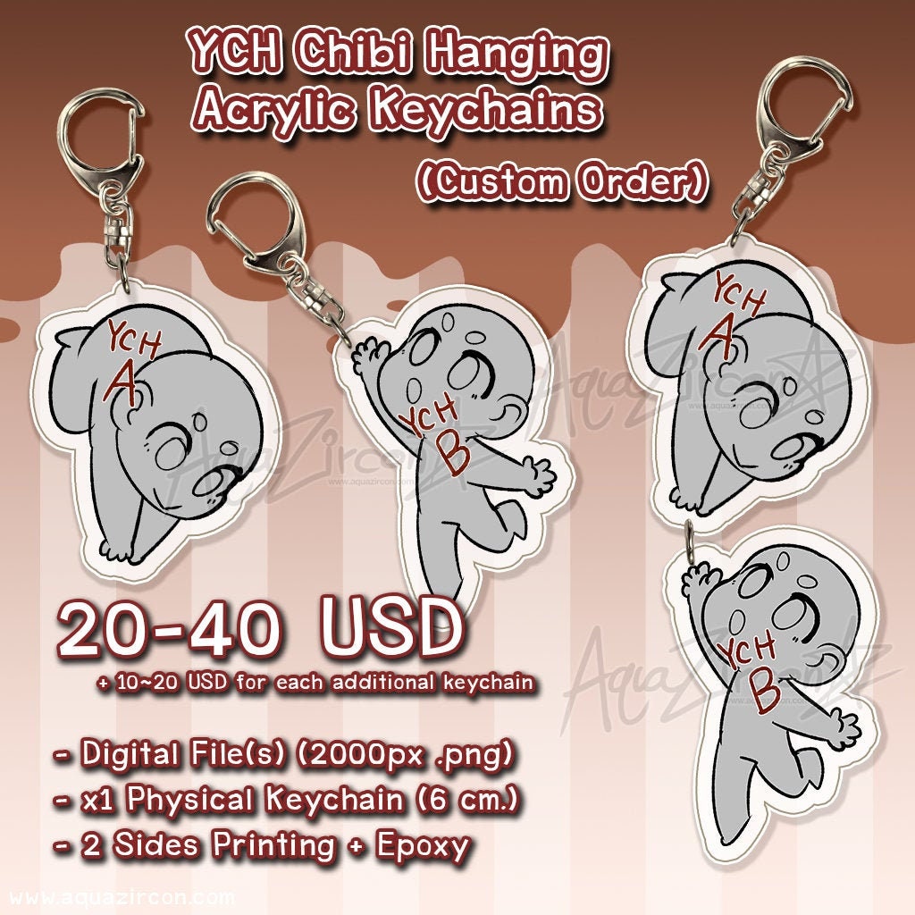 YCH Commission Chibi Hanging Custom Acrylic Keychains [CUSTOM ORDER]