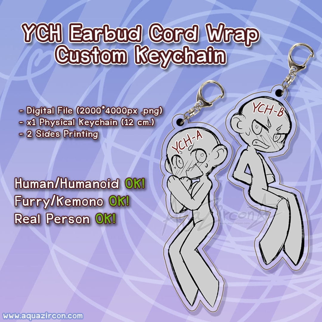 YCH Earbud Cord Wrap Custom Acrylic Keychains [CUSTOM ORDER] - Etsy