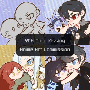 YCH Chibi Kissing Couple Portrait Anime Art Commission