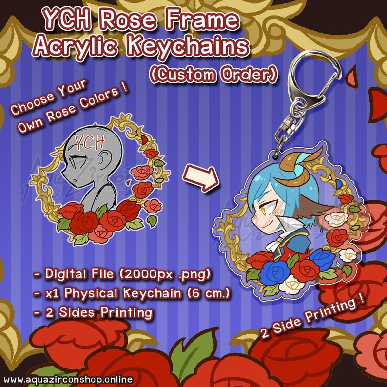 YCH Commission Rose Frame Acrylic Keychains [CUSTOM ORDER] - Etsy