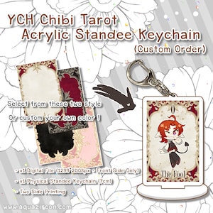 Llavero de tarot de pie YCH Chibi: ¡elige tu propia carta! [PEDIDO PERSONALIZADO]