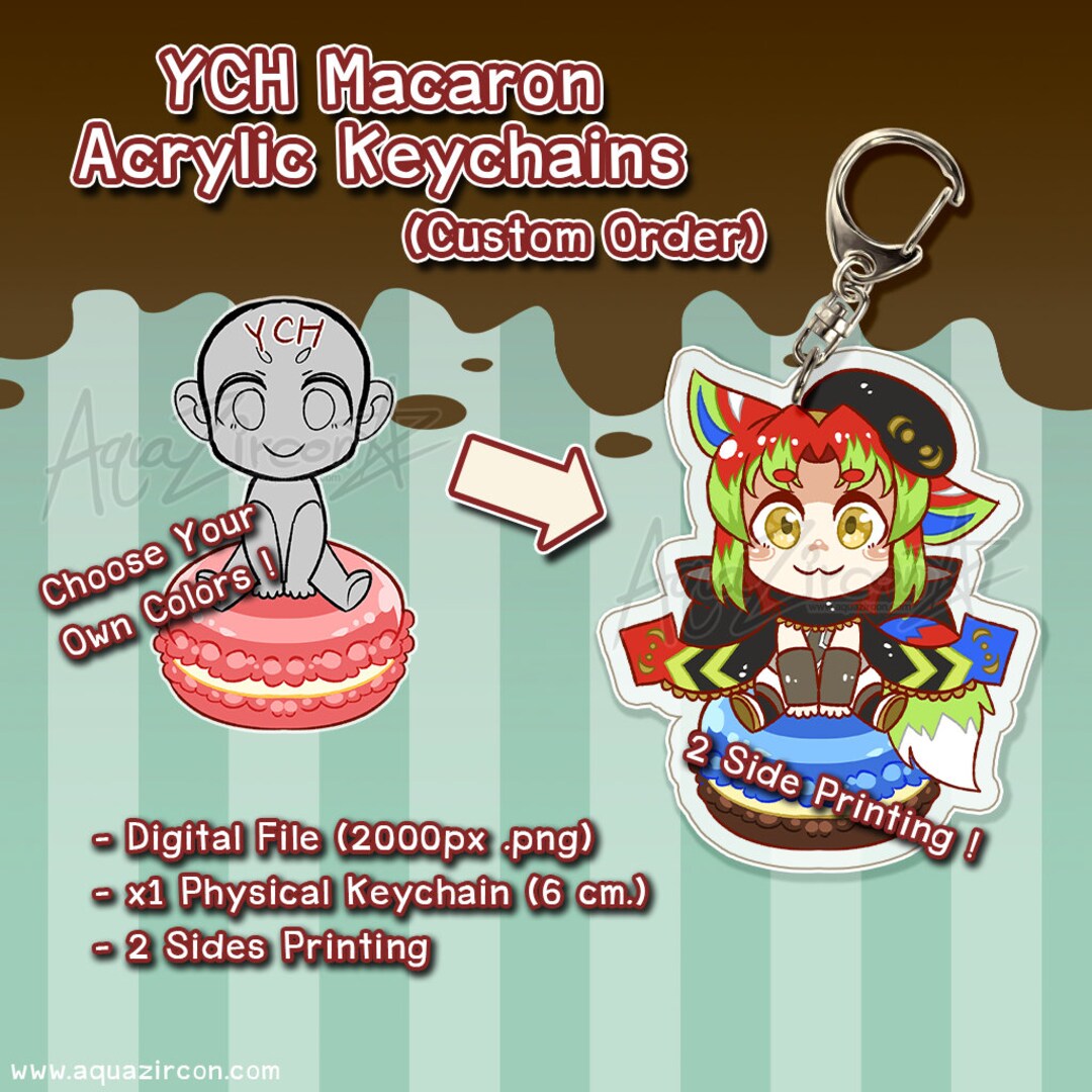 YCH Commission Macaron Custom Acrylic Keychains [CUSTOM ORDER] - Etsy