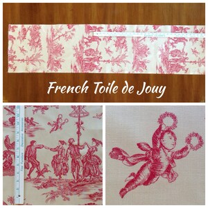Raspberry Red on Dark Cream French Toile de Jouy Fabric The Seasons image 2