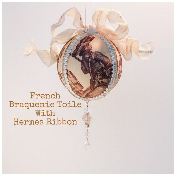 Sale/French Braquenie Toile Ornament Gold Brown Hermes