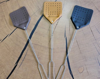 Artisan Leather Fly Swatter With Durable Wire Handle