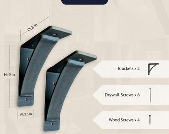 Supports d'étagère en acier robuste (8 x 9 pouces, paquet de 2)