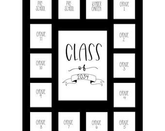 Promotion 2034, passe-partout noir 11 x 14 pouces, préscolaire-12, ouvertures 15, paillasson uniquement