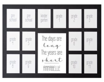 Personalized School Photo Mat | Black Picture Frame, 15 Openings