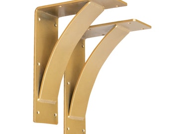 2 Pack Sun Gold Steel Mantel Bracket | Sturdy Wall Bar Support | Heavy Duty Steel Mantel Bracket