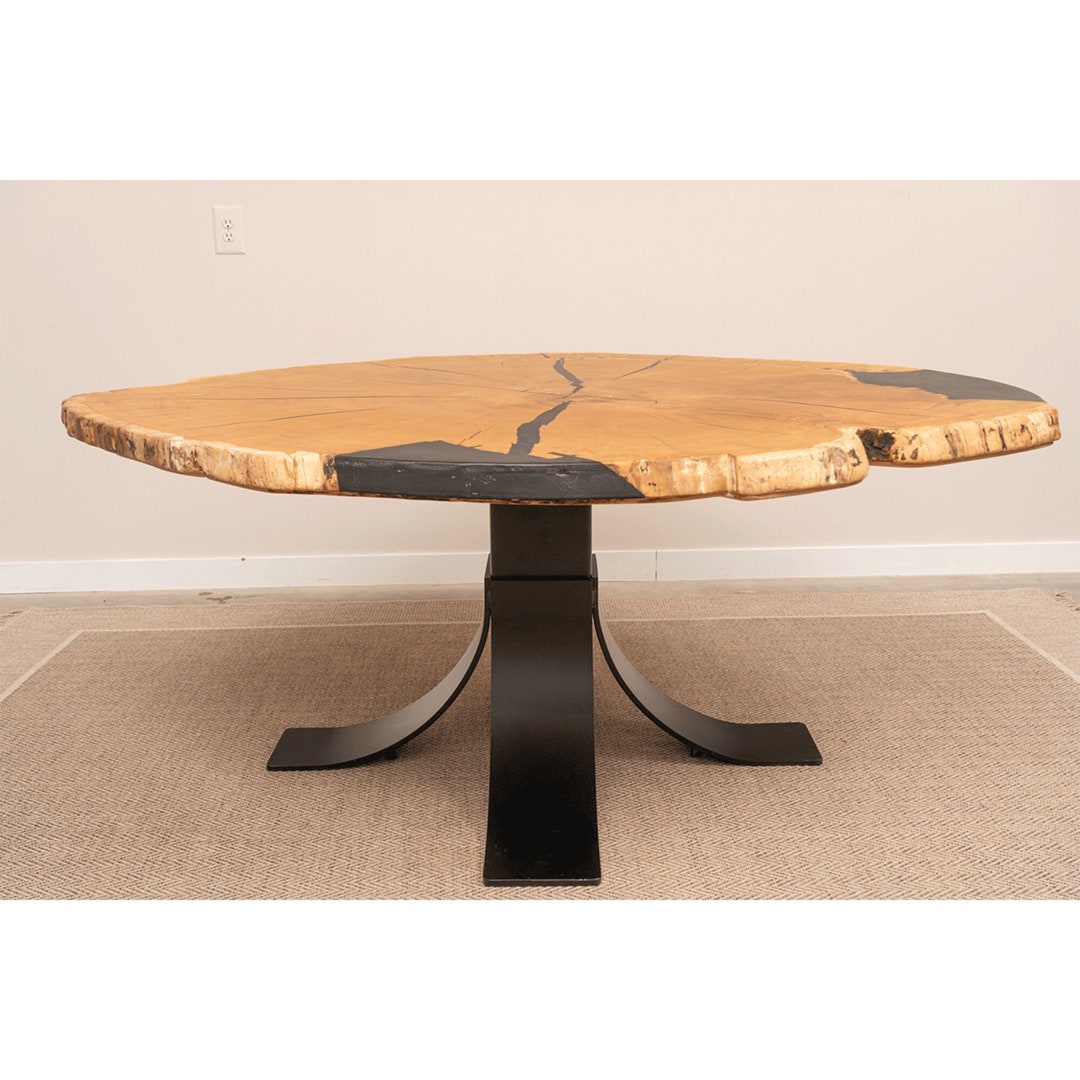 Live Edge Round Dining Table White Oak Dining Table Live Edge Table ...