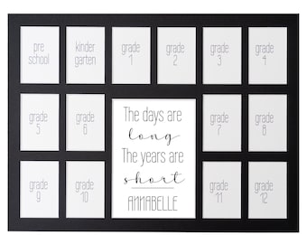 Personalized School Photo Mat | Black 12x16, 15 Openings
