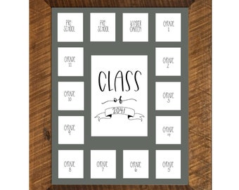 Class of 2041 Barnwood School Picture Frame, 11x14, Grey 15 Opening Mat, 2 Pre-K