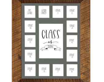 Class of 2041 Barnwood School Picture Frame, 11x14, Grey 15 Opening Mat, 1 Pre-K