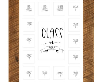 Class of 2035 Barnwood School Picture Frame, 11x14, White 15 Opening Mat, 2 Pre-K
