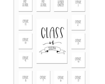 Class of 2034, 11x14 White Picture Mat,  2 Preschool-12, 15 opening, Mat only