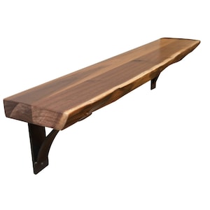 Live Edge Shelf - Select from maple or walnut - 1 1/2&quot; thick - variable depth 7-9&quot; available in multiple lengths
