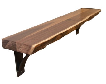 Live Edge Shelf - Select from maple or walnut - 1 1/2&quot; thick - variable depth 7-9&quot; available in multiple lengths