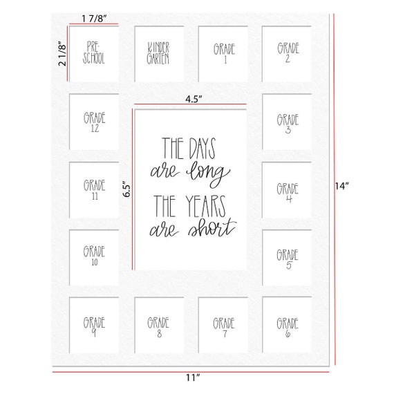 School Picture Frame 11x14 White 15 Opening Photo Mat 1