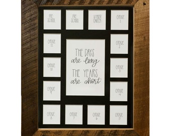 Reclaimed Wood School Photo Frame, Black Mat, PreK-12, 11x14