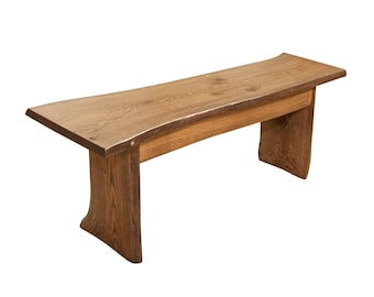 Oak Live Edge Dining Bench | Rustic Amish Wood