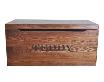Personalized Wooden Blanket Chest | Custom Amish Storage Chests | Oak Wood Toy Chest