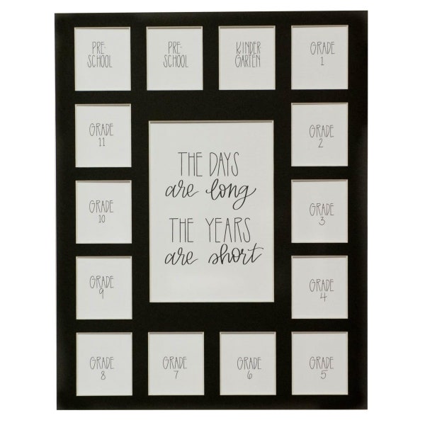 School Picture Mat 11x14, Black 15 Opening Photo Mat 2 prek-12, Days are Long, Years are Short, No Frame