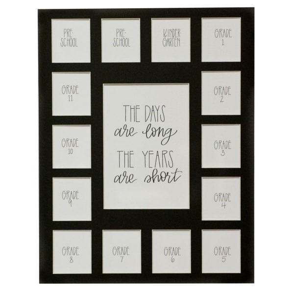 School Picture Mat, Black 15 Opening Photo Collage, PreK-12 (No Frame)