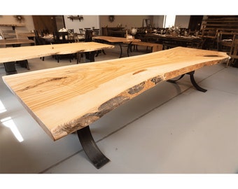 Single Slab Ash Live Edge Dining Table (voids Filled With Melted