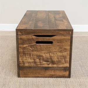 Side of Rustic Wood Toy Chest