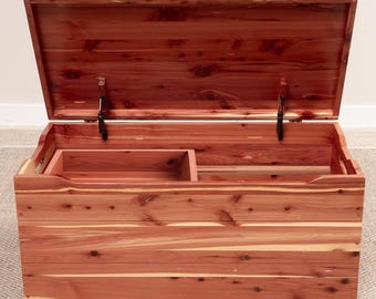 Amish Wooden Blanket Chest | Solid Wood Storage Trunk, Removable Tray