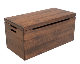 Brown Maple Storage Chest | Wooden Blanket Chest | Rustic Wood Toy Chest
