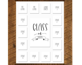 11x14 School Picture Frame, White 15 Opening Mat, Class of 2034