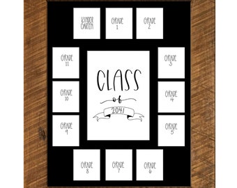 Class of 2041 Barnwood School Picture Frame, 11x14, Black 13 Opening Mat, K-12