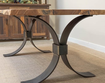 Hand Welded Steel Dining Table Base | Modern Metal Design