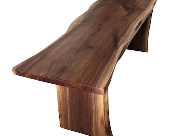 Handmade Live Edge Walnut Bench – Rustic Farmhouse Decor