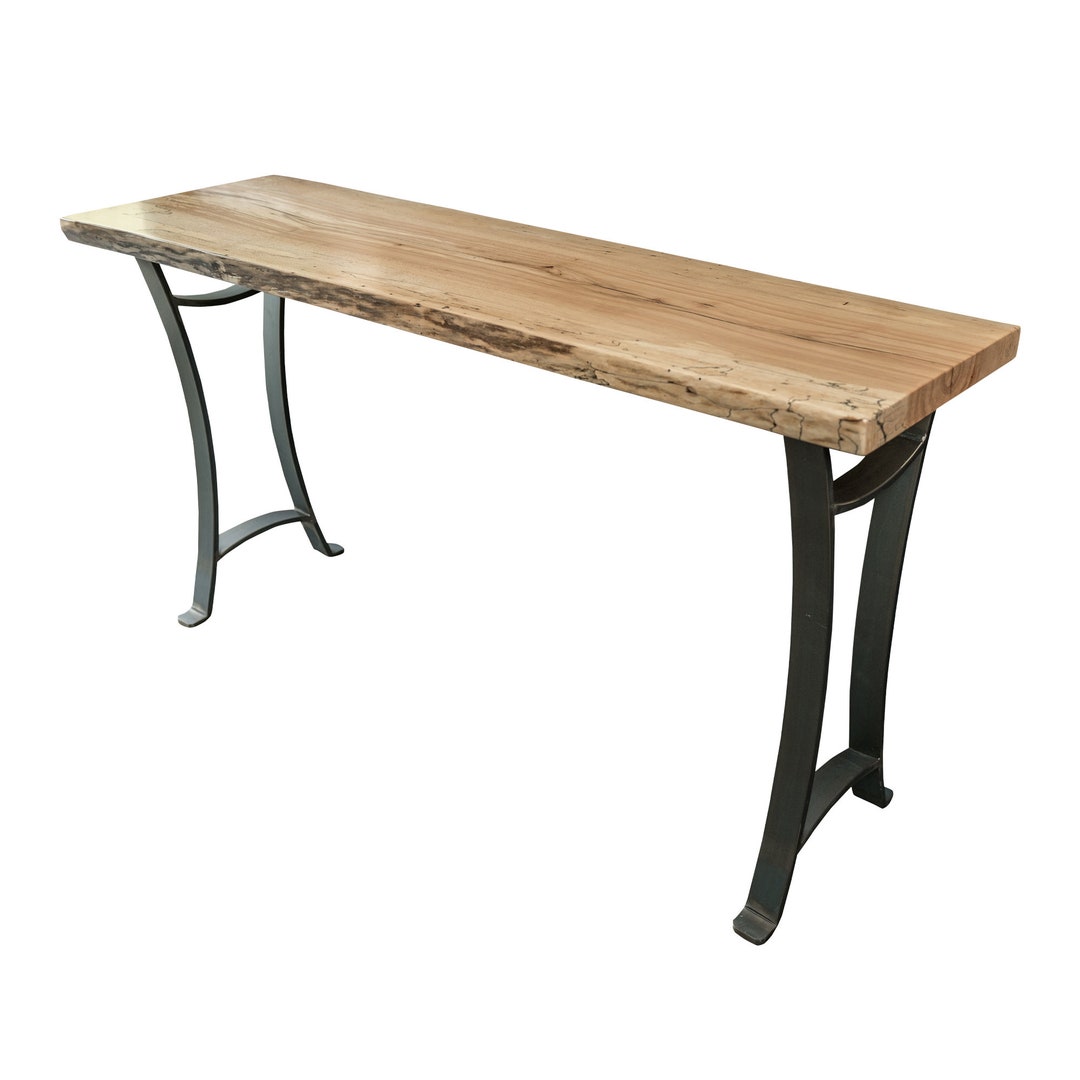 Narrow Live Edge Console Table Spalted Maple Console Table Rustic
