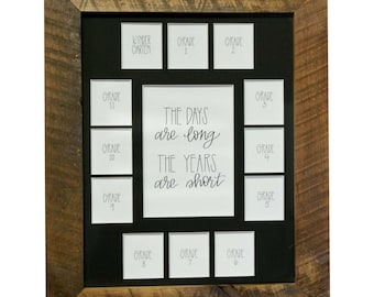11x14 School Picture Frame, Black 13 Opening Mat, Days are Long, Years are Short